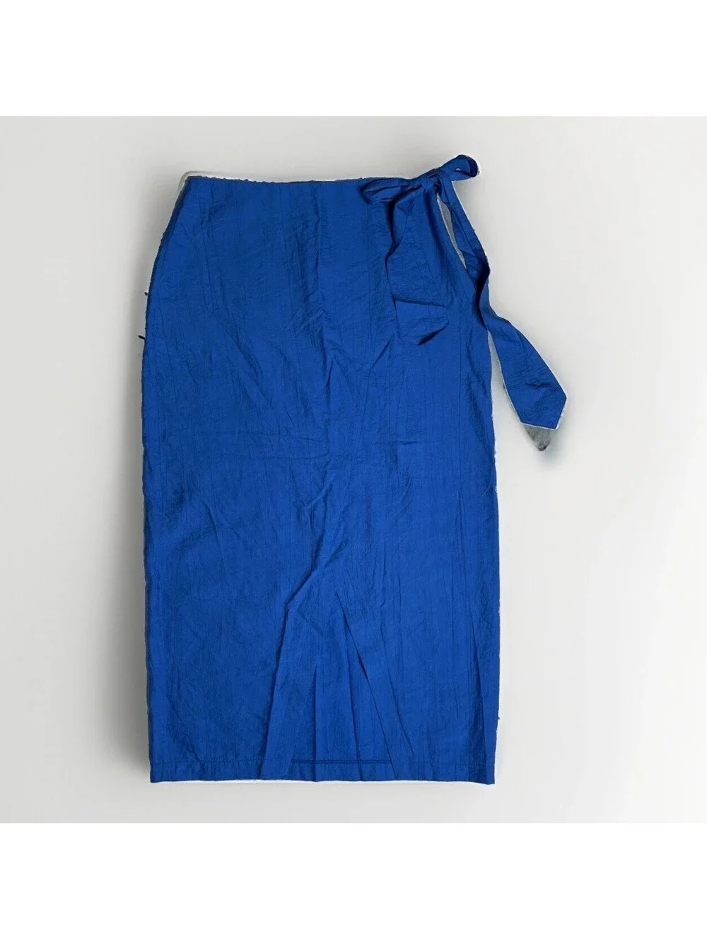 Soul of Mu Sax Blue Lightweight Midi Skirt with Side Tie - N